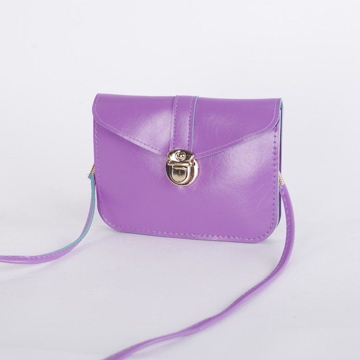 Сумка женская, отдел на клапане, длинный ремень, цвет сиреневый