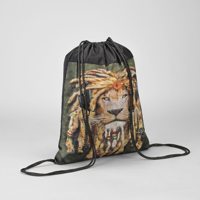 Мешок для обуви "Лев и дреды", отдел на шнурке