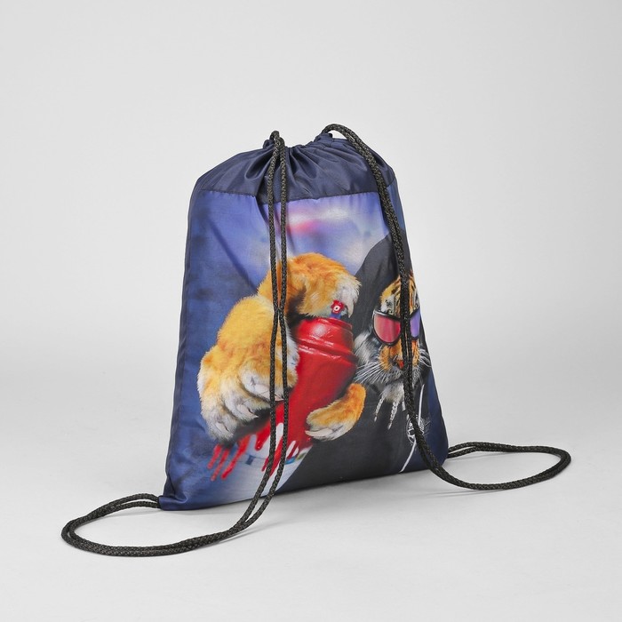 Мешок для обуви "Тигр и граффити", отдел на шнурке