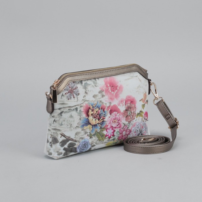 Сумка женская, отдел с перегородкой на молнии, регулируемый ремень, цвет бежевый