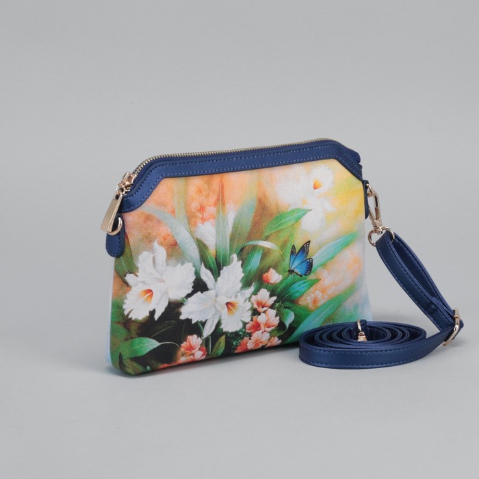 Сумка женская, отдел с перегородкой на молнии, регулируемый ремень, цвет синий