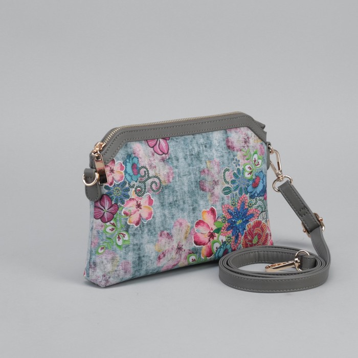 Сумка женская, отдел с перегородкой на молнии, регулируемый ремень, цвет серый