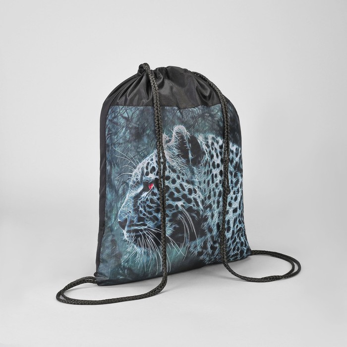 Мешок для обуви "Леопард", отдел на шнурке, цвет серый