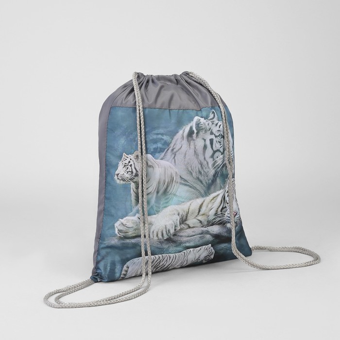 Мешок для обуви "Белые тигры ", отдел на шнурке