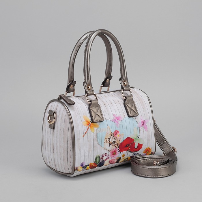 Сумка женская, отдел на молнии, длинный ремень, цвет бронзовый