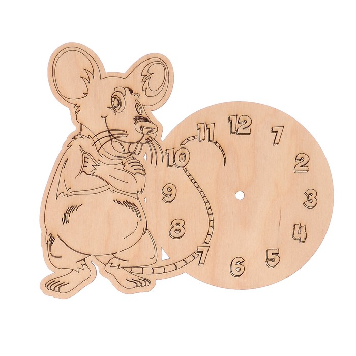 Основа для часов из фанеры "Мышонок" 18х15 см