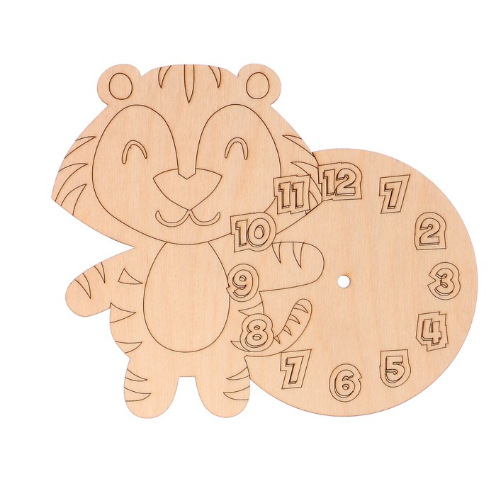 Основа для часов из фанеры "Тигренок" 18х15 см