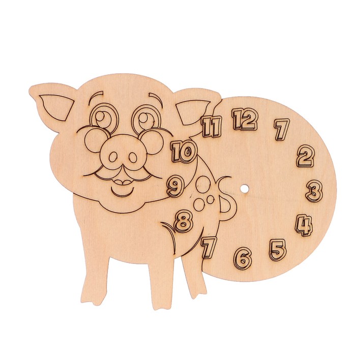 Основа для часов из фанеры "Поросенок" 19х14,5 см