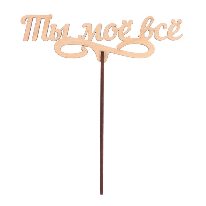 Топпер "Ты моё всё" из фанеры, 15x4,5 см