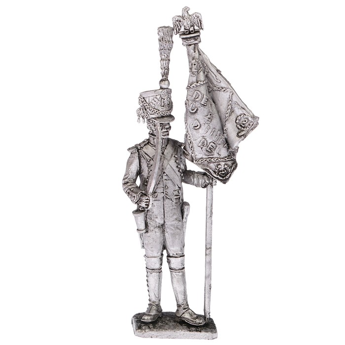 Оловянный солдатик "Знаменосец французской линейной пехоты 1812 год."