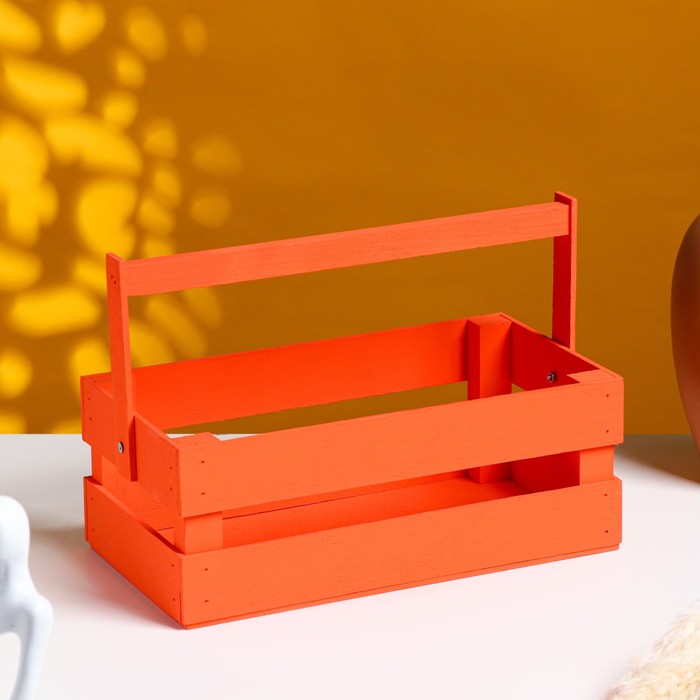 Кашпо флористическое, красное, со складной ручкой, 24,5х13,5х9см