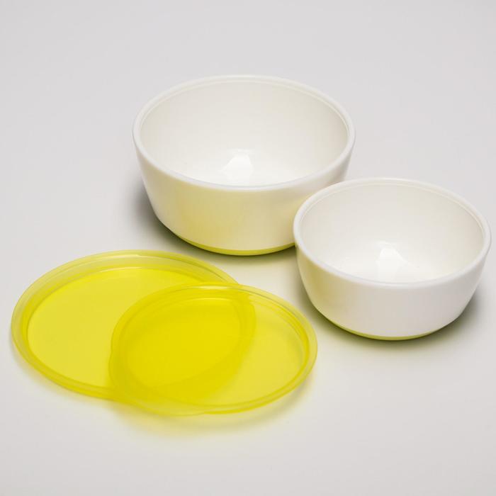 Миски детские с крышкой, набор 2 шт., 140 и 330 мл, цвет жёлтый