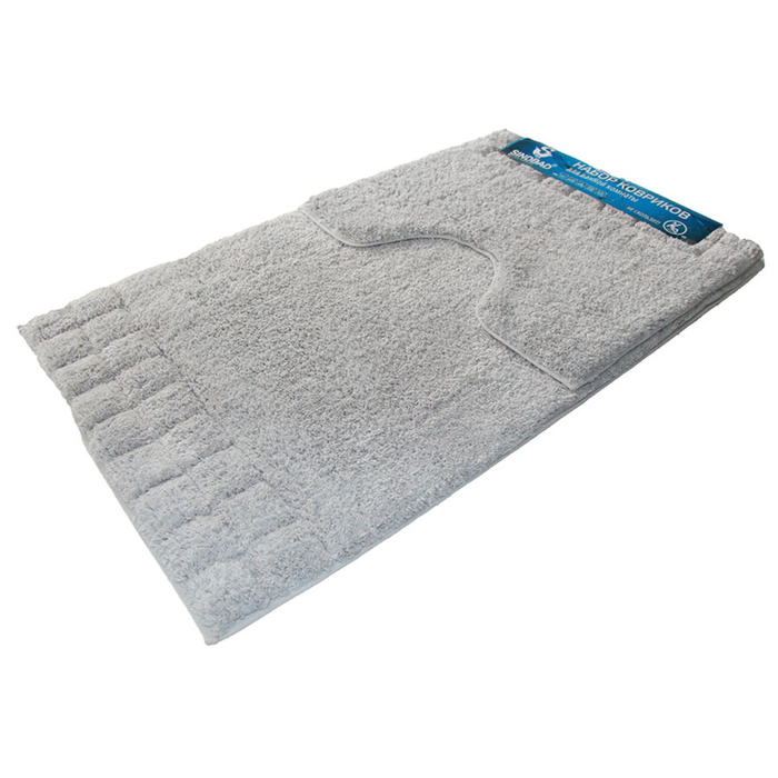 Набор ковриков, размер 60х100 см, 60х50 см, высота 17 мм, хлопок, серый 2000-22