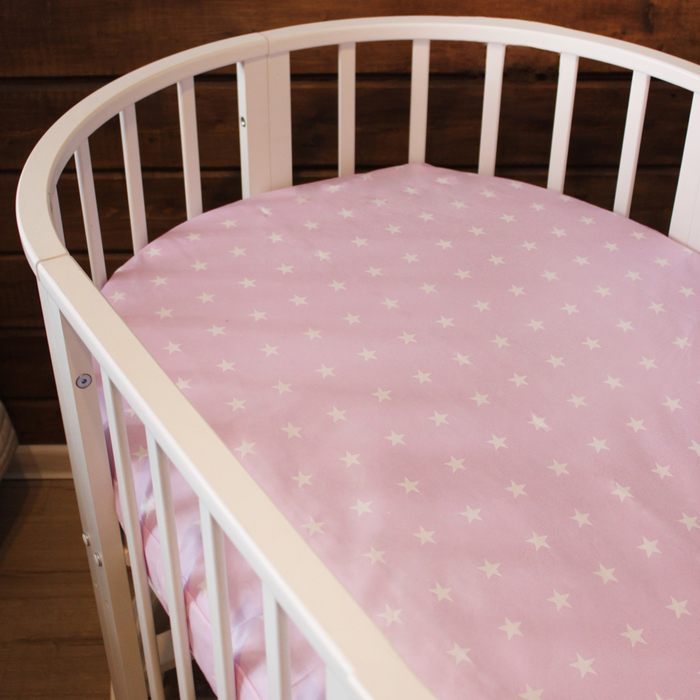 Простыня круглая на резинке "Белые звёзды на фиолетовом", диаметр 75 см