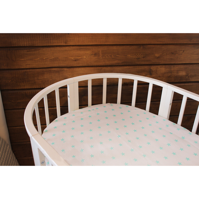 Простыня овальная на резинке "Бирюзовые звёзды", размер 75х125 см