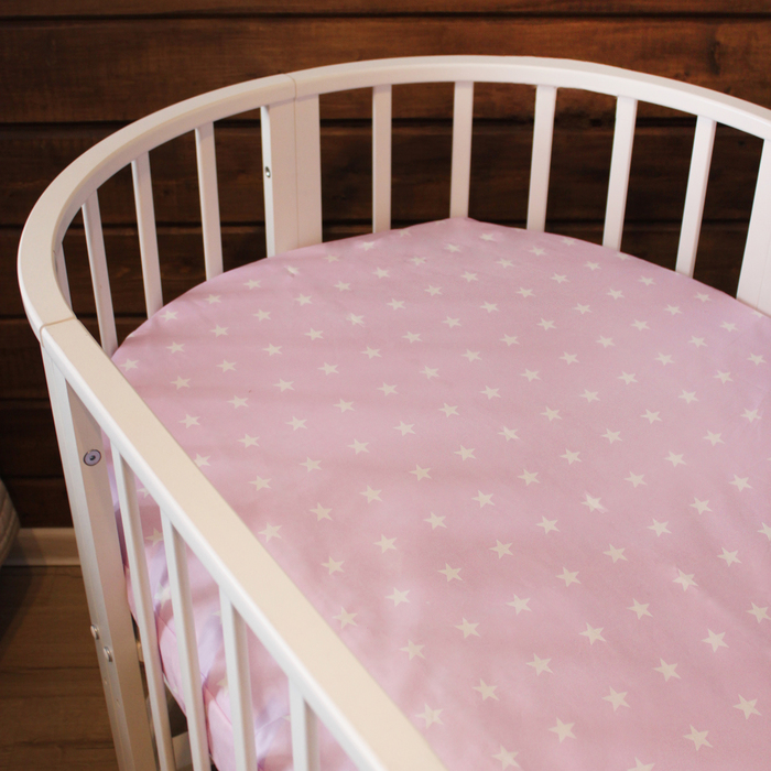 Простыня овальная на резинке "Белые звёзды на фиолетовом", размер 75х125 см