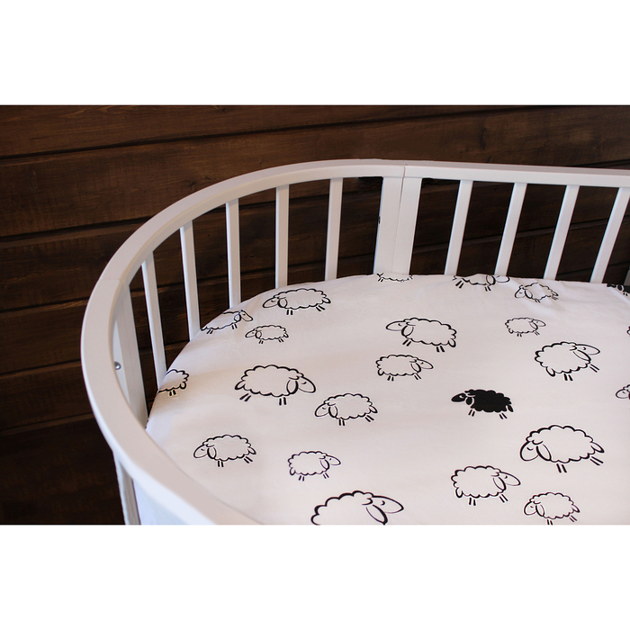 Простыня овальная на резинке "Овечки", размер 75х125 см