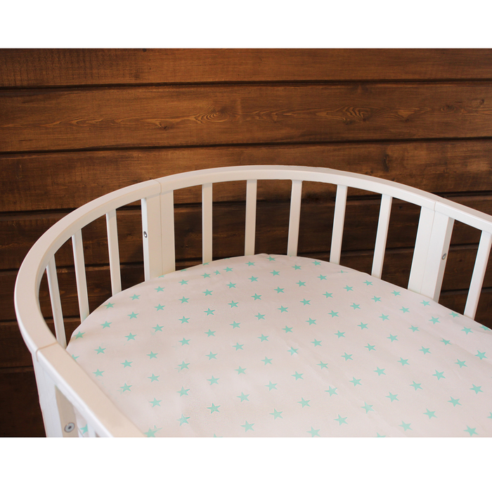 Простыня овальная на резинке "Бирюзовые звёзды", размер 60х120 см