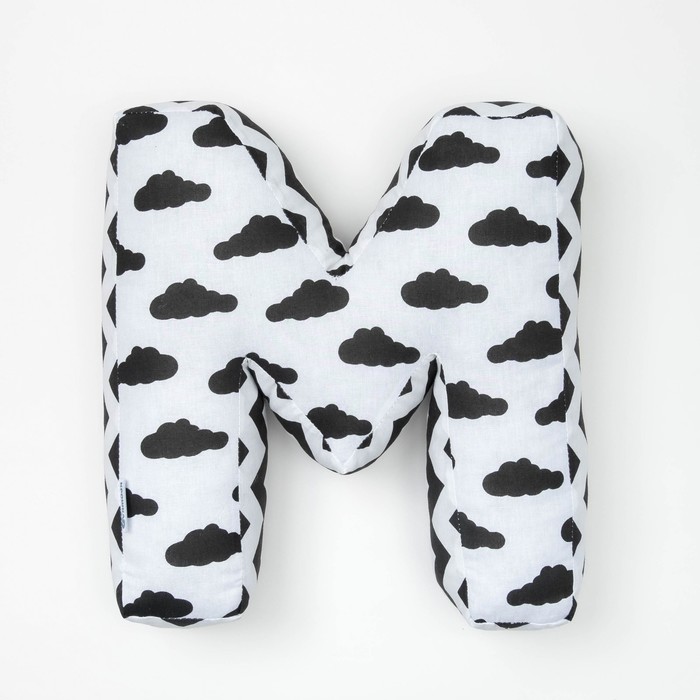 Мягкая буква подушка "М" 35х32 см, белый, 100% хлопок, холлофайбер