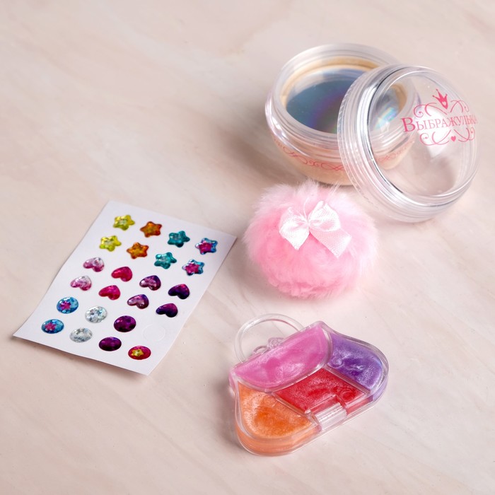 Набор детской косметики "Лучшей из принцесс": пудра 10 г, блеск 2,8 г, стразы