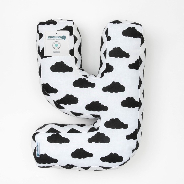 Мягкая буква подушка "У" 35х26 см, белый, 100% хлопок, холлофайбер