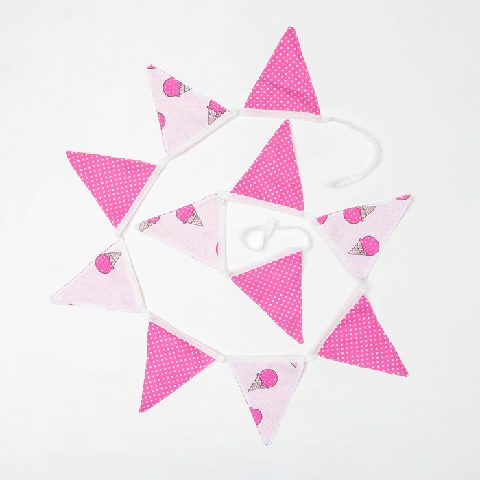 Гирлянда из флажков, 11 шт, 170 см, розовый, 100% хлопок