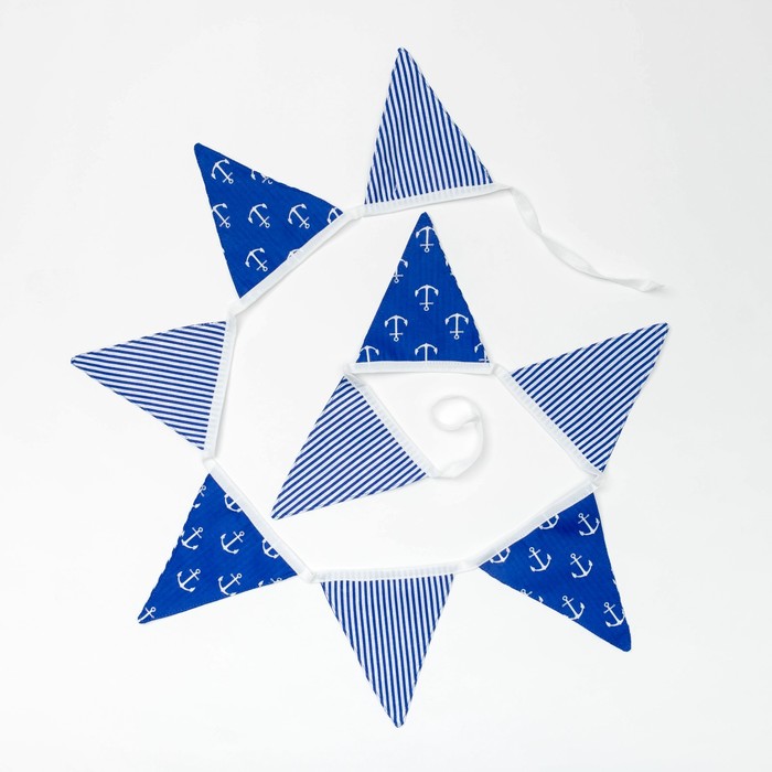 Гирлянда из флажков, 9 шт, 140 см, синий, 100% хлопок