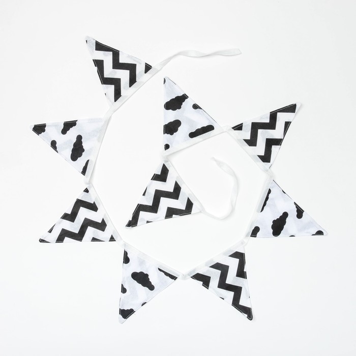 Гирлянда из флажков, 9 шт, 140 см, белый. 100% хлопок