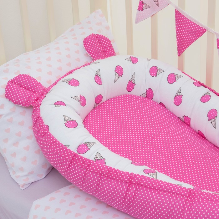 Бэби-гнёздышко, 60х90 см, розовый, 100% хлопок
