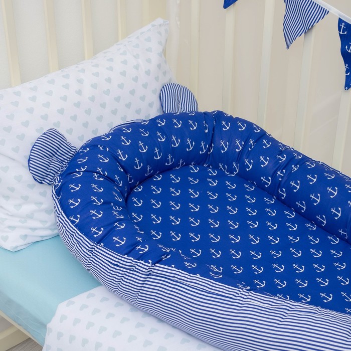 Бэби-гнёздышко, 60х90 см, синий, 100% хлопок