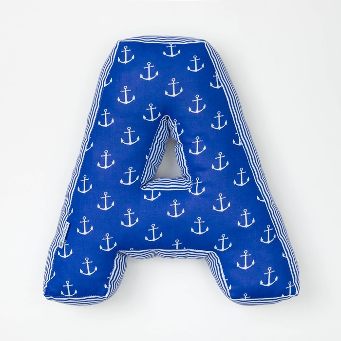 Мягкая буква подушка "А" 35х34 см, синий, 100% хлопок, холлофайбер