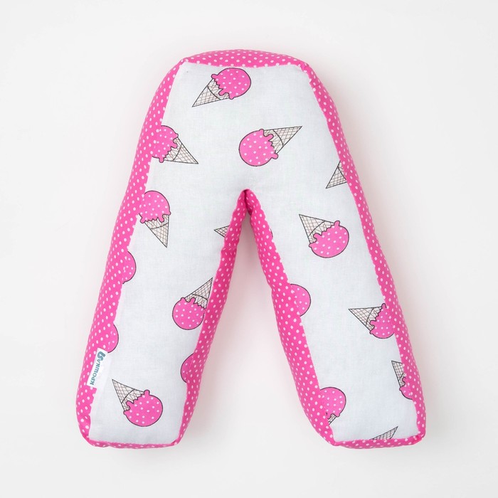 Мягкая буква подушка "Л" 35х35 см, розовый, 100% хлопок, холлофайбер