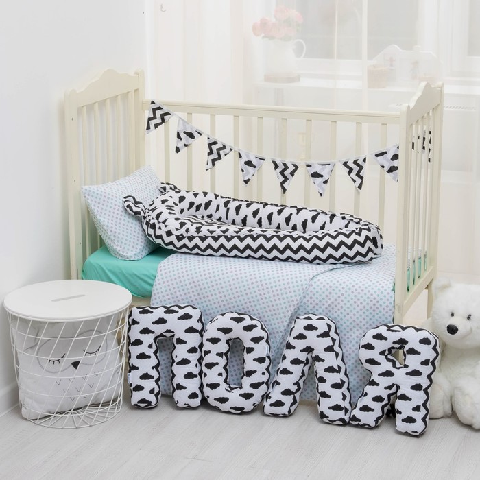 Мягкая буква подушка "Л" 35х35 см, белый, 100% хлопок, холлофайбер