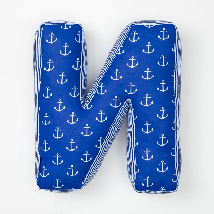 Мягкая буква подушка "И" 35х30 см, синий, 100% хлопок, холлофайбер