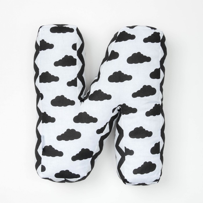 Мягкая буква подушка "И" 35х30 см, белый, 100% хлопок, холлофайбер