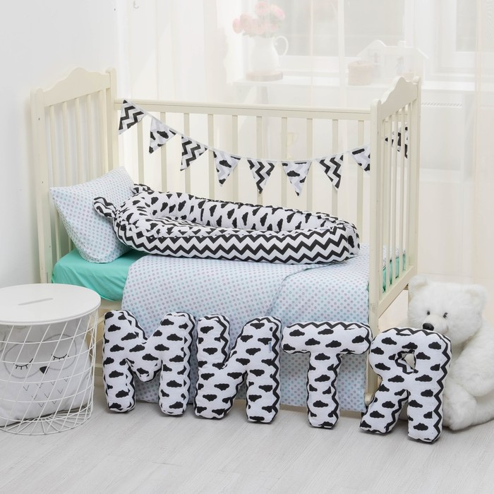 Мягкая буква подушка "И" 35х30 см, белый, 100% хлопок, холлофайбер