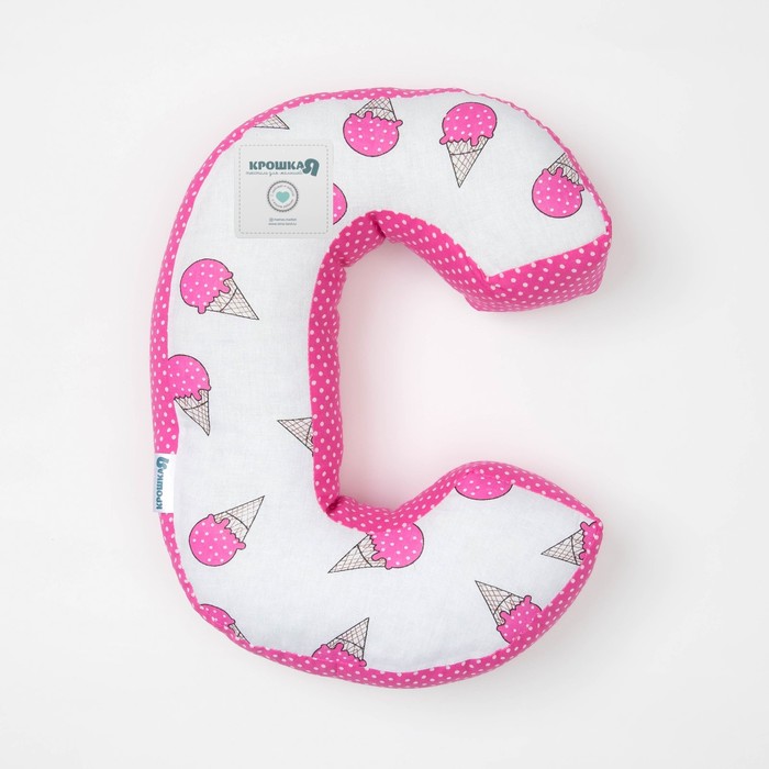 Мягкая буква подушка "С" 35х26 см, розовый, 100% хлопок, холлофайбер