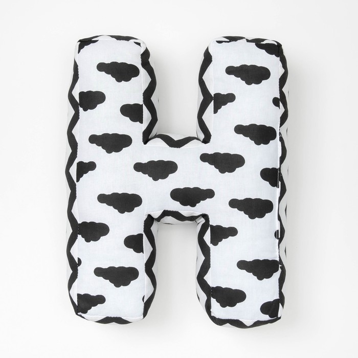 Мягкая буква подушка "Н" 35х31 см, белый, 100% хлопок, холлофайбер