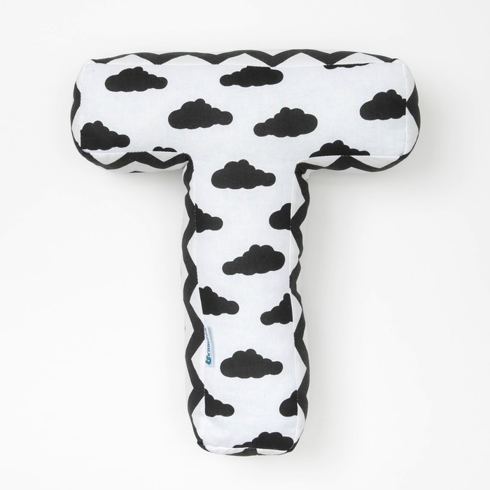 Мягкая буква подушка "Т" 35х29 см, белый, 100% хлопок, холлофайбер