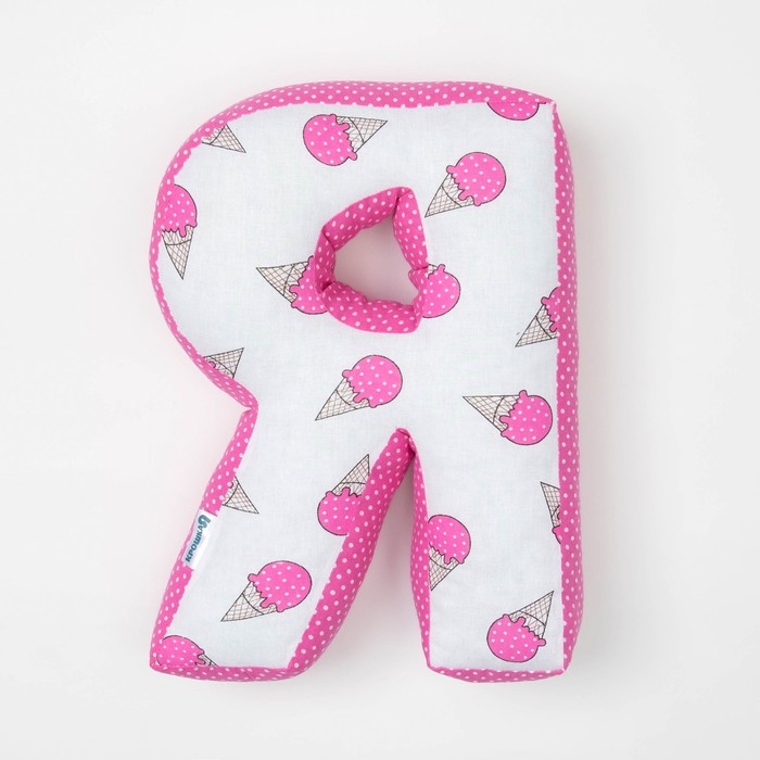 Мягкая буква подушка "Я" 35х26 см, розовый, 100% хлопок, холлофайбер