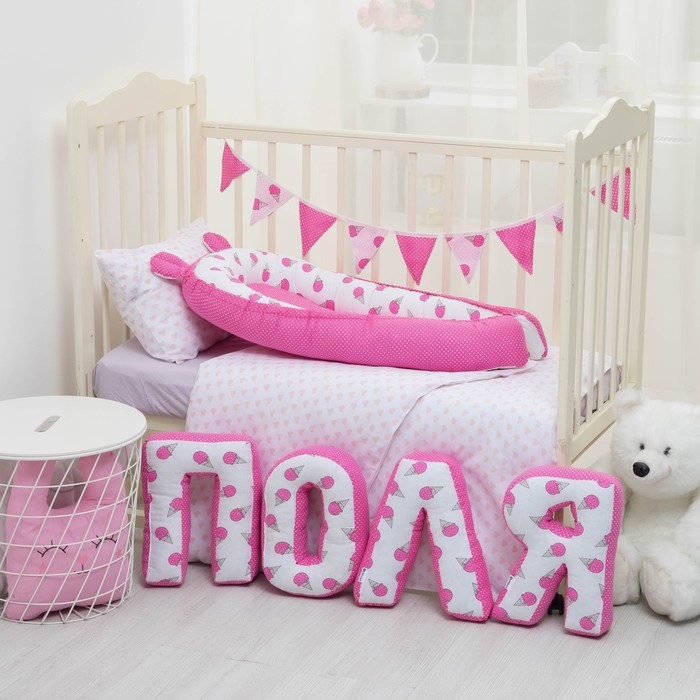 Мягкая буква подушка "Я" 35х26 см, розовый, 100% хлопок, холлофайбер