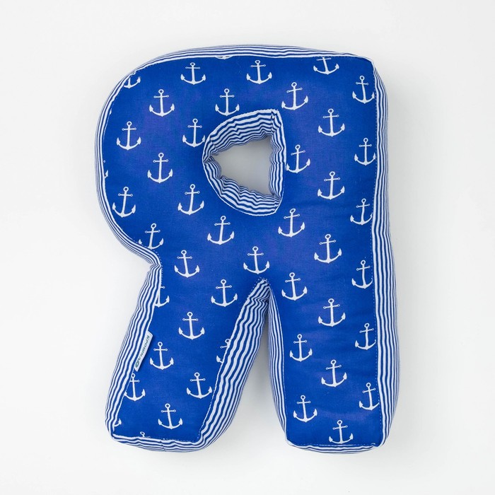 Мягкая буква подушка "Я" 35х26 см, синий, 100% хлопок, холлофайбер