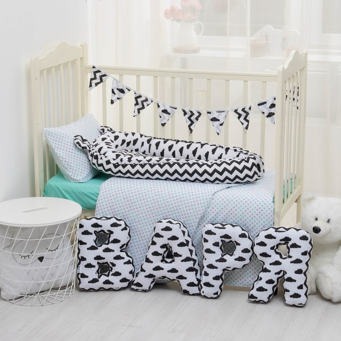 Мягкая буква подушка "В" 35х28 см, белый, 100% хлопок, холлофайбер