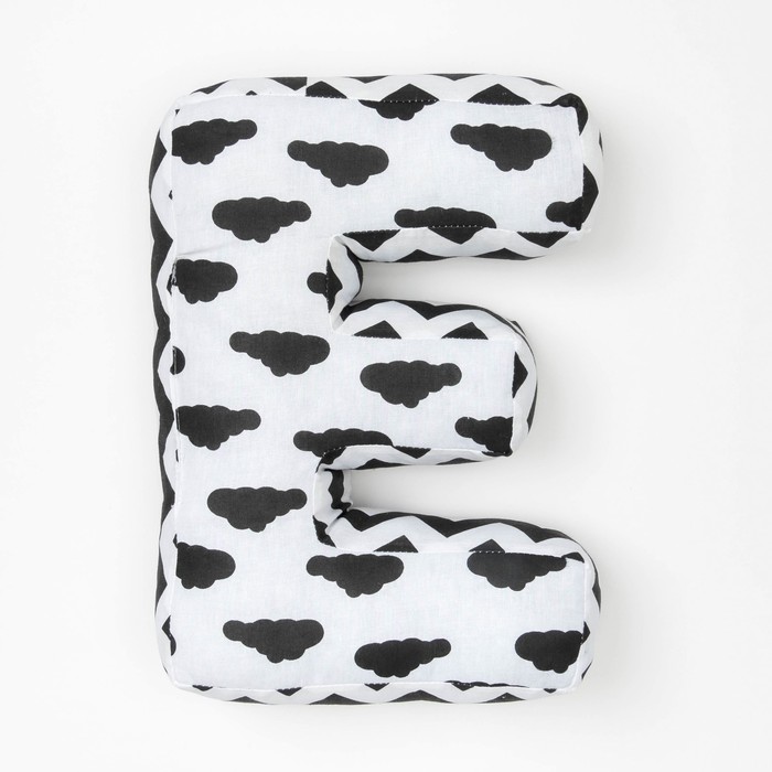 Мягкая буква подушка "Е" 35х25 см, белый, 100% хлопок, холлофайбер