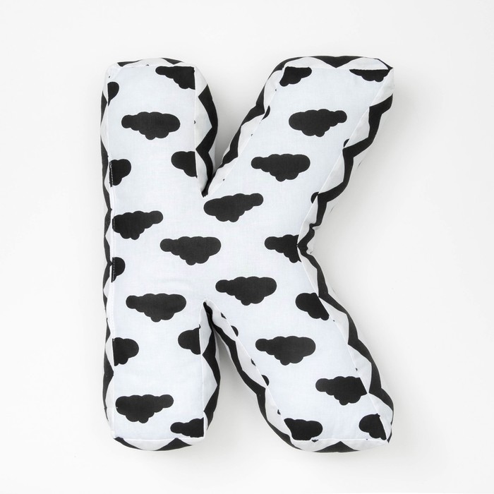 Мягкая буква подушка "К" 35х26 см, белый, 100% хлопок, холлофайбер