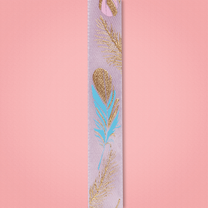 Лента декоративная атласная «Золотые пёрышки», 1,5 см х 2 м