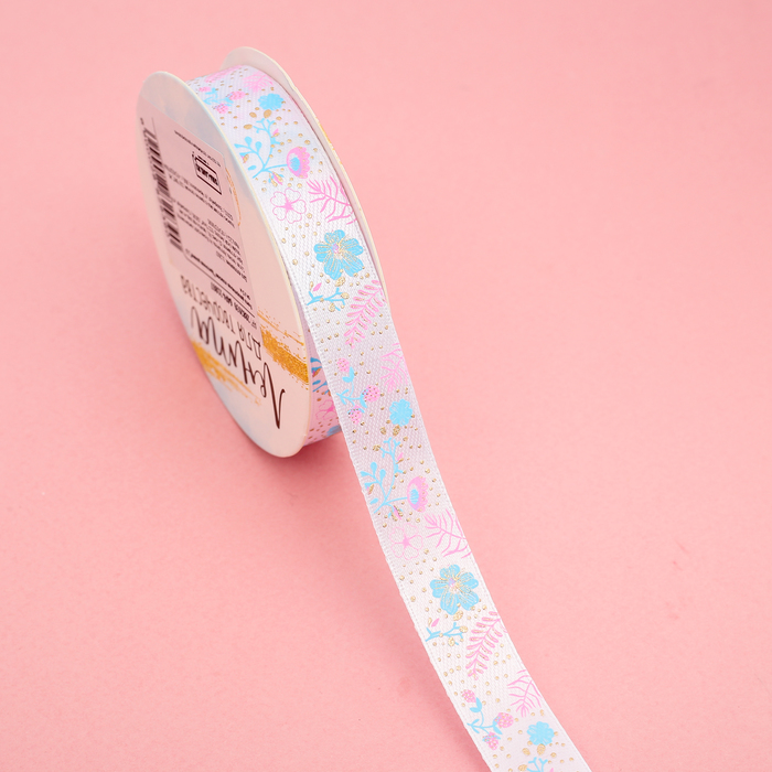 Лента декоративная атласная «Цветочная долина», 1,5 см х 5 м
