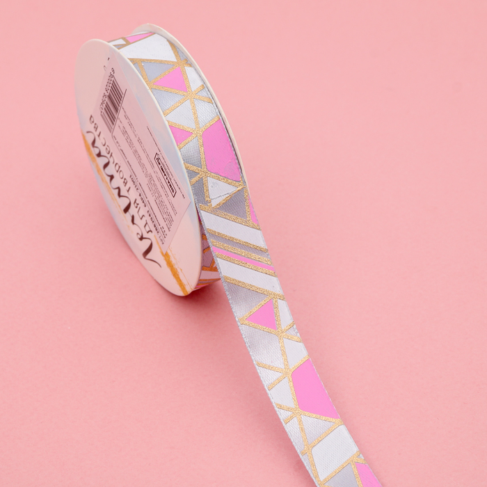 Лента декоративная атласная «Геометрия стиля», 1,5 см х 5 м