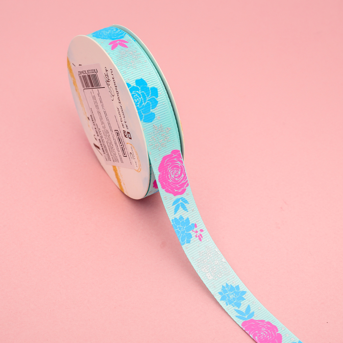 Лента декоративная репсовая «Цветочное великолепие», 1,5 см х 5 м