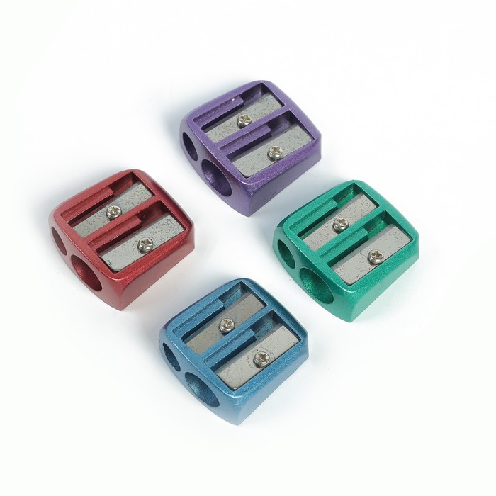 Точилка металлическая NEW цветная двойная